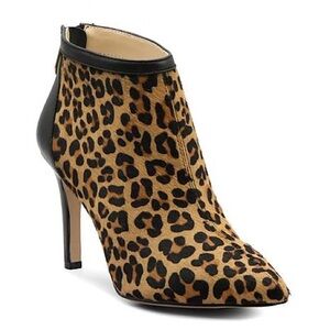 Adrienne Vittadini Nyla Animal Print Hi Heel Pointed Toe Ankle Booties Sz 9
